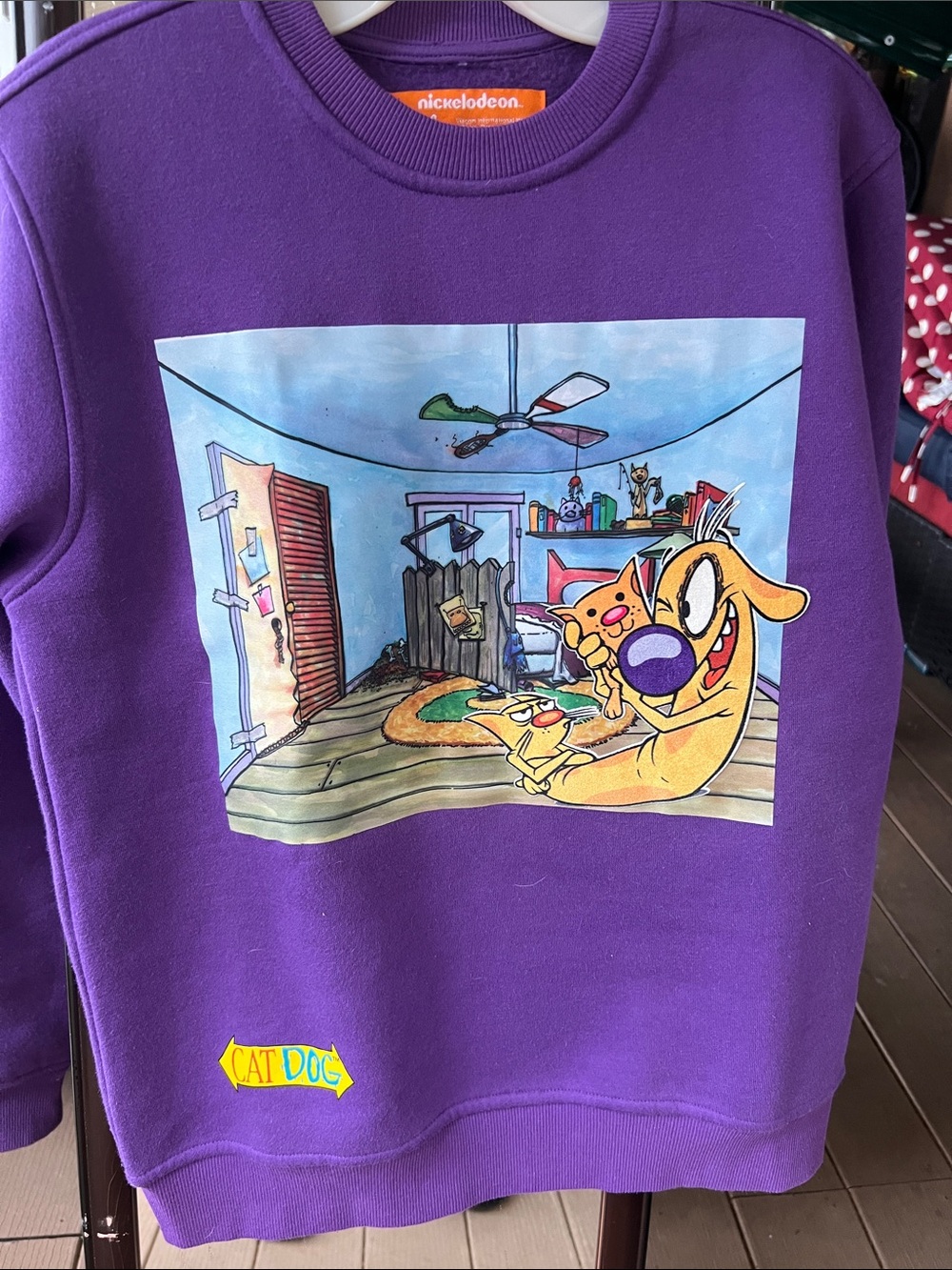 Nickelodeon CatDog Crewneck Sweatshirt - Purple with Multicolor Graphic